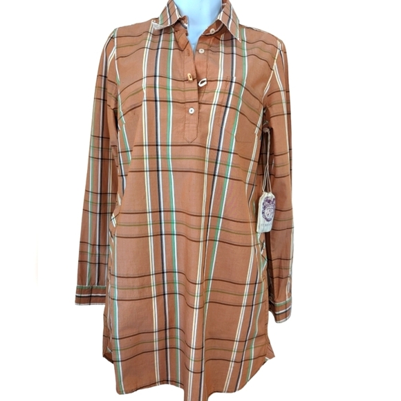 NWT...Tovata plaid check shirt dress with pockets... 100% Cotton...Size Small - Picture 1 of 8